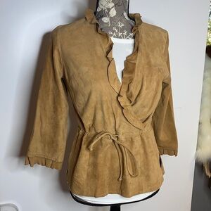 Vakko XS Soft Goat Leather Pull on 3/4 Sleeve Shirt